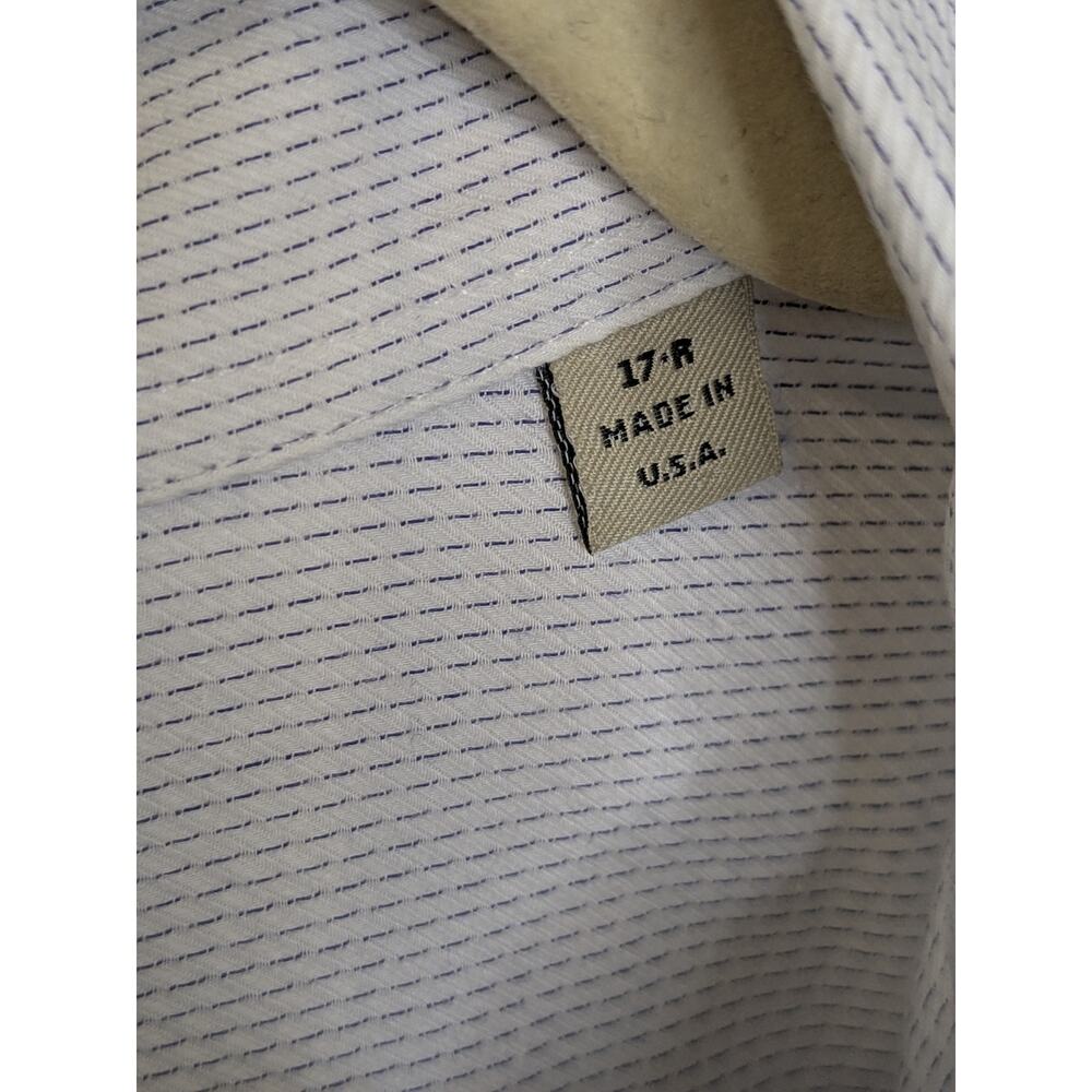 BURBERRY London Button Down Cotton Designer Dress Shirt White Blue Men Size 17-R - Picture 5 of 9